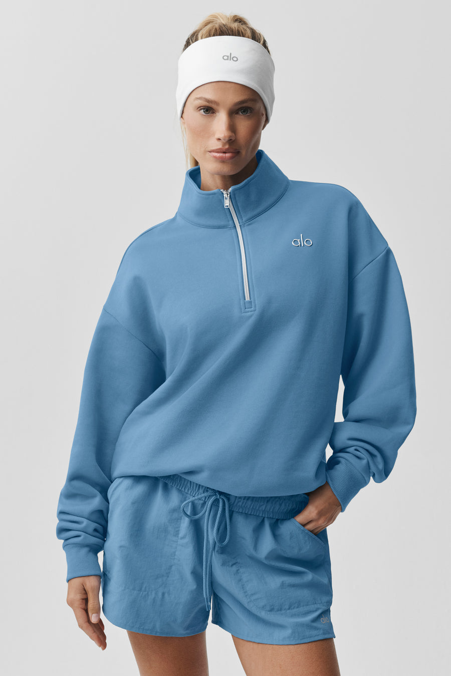 Alo Accolade 1/4 Zip Pullover California Blue