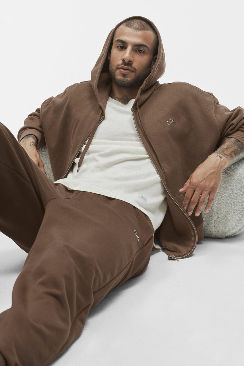 Alo Accolade Full Zip Hoodie Java Brown