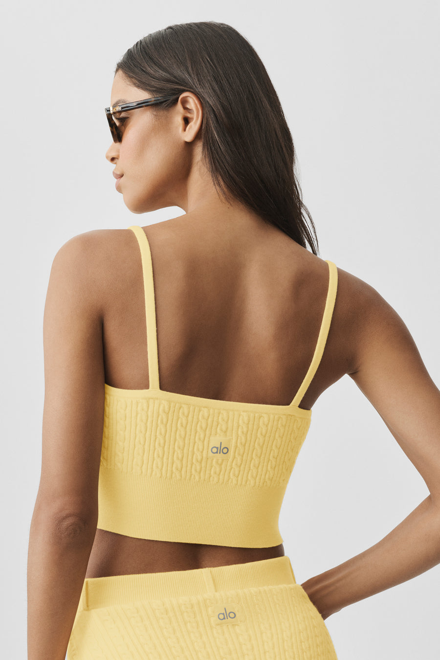 Alo Mini Cable Sweater Tank Warm Butter