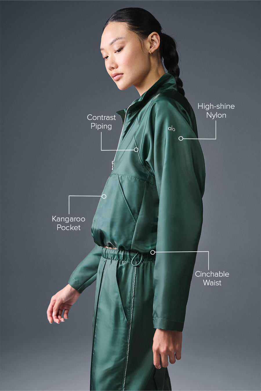 Alo Cropped Afterglow Pullover Winter Ivy