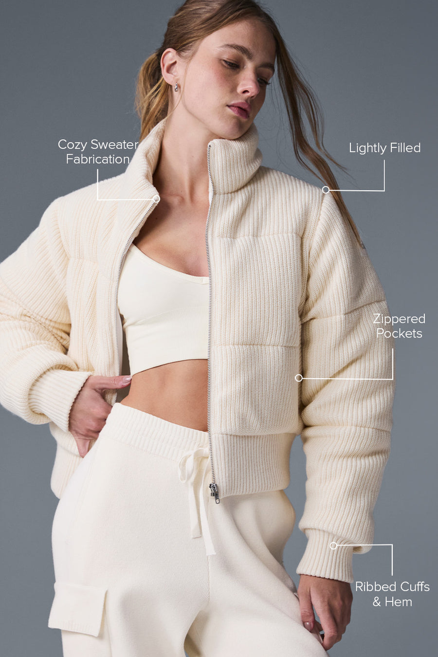 Alo Darling Sweater Puffer Ivory