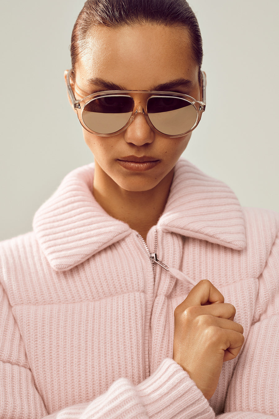 Alo Cashmere Northstar Sweater Puffer Frosted Pink