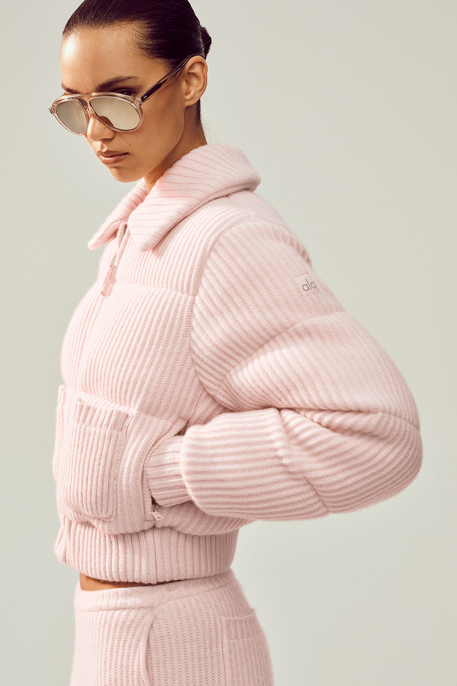 Alo Cashmere Northstar Sweater Puffer Frosted Pink