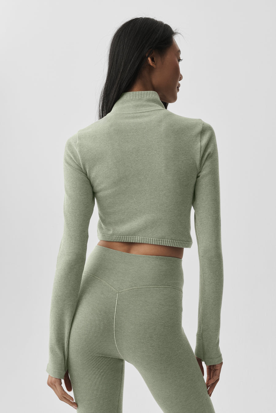 Alo Seamless Two Tone Rib Jacket Dune Grass Heather