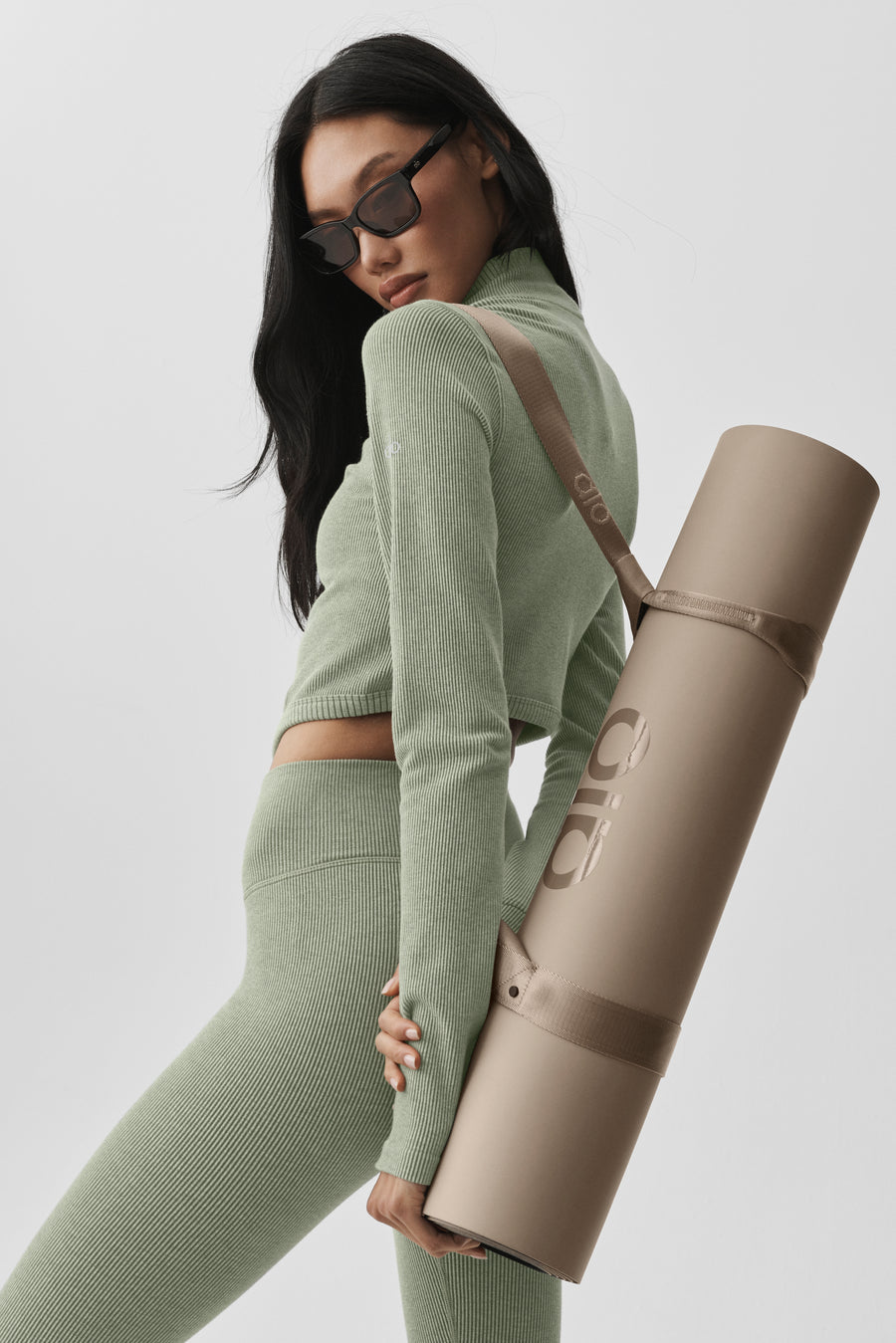 Alo Seamless Two Tone Rib Jacket Dune Grass Heather