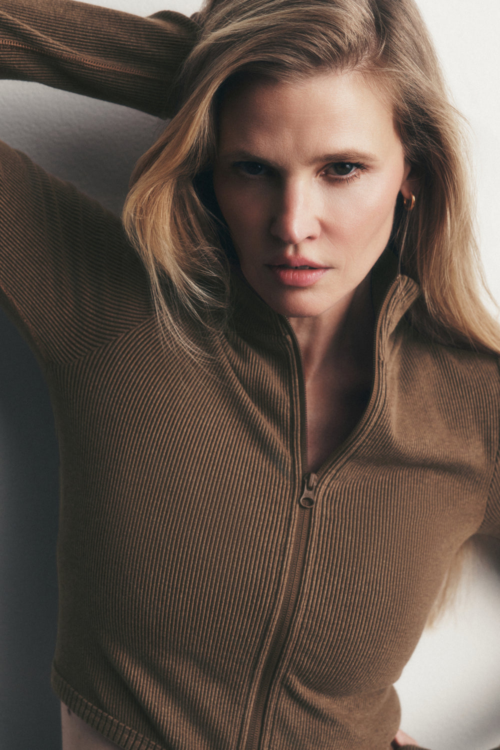 Alo Seamless Two Tone Rib Jacket Java Brown