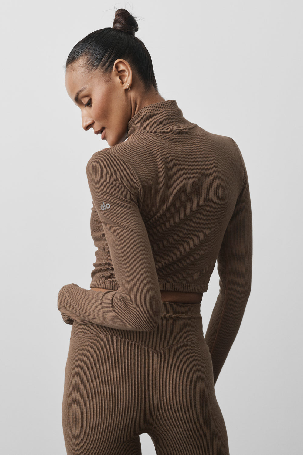 Alo Seamless Two Tone Rib Jacket Java Brown