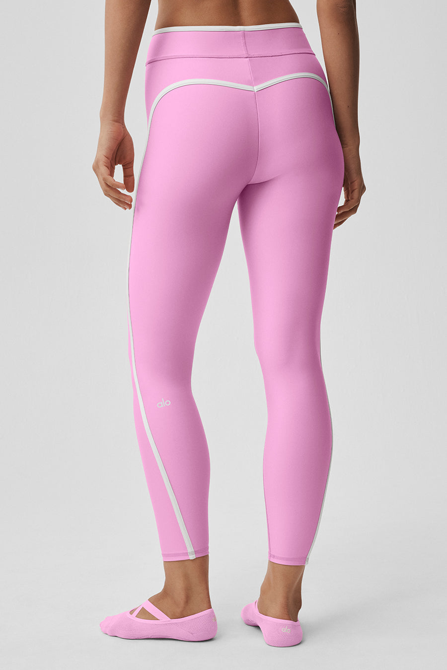 Alo Airlift High Waist Charger 7/8 Legging Candy Heart Pink/White