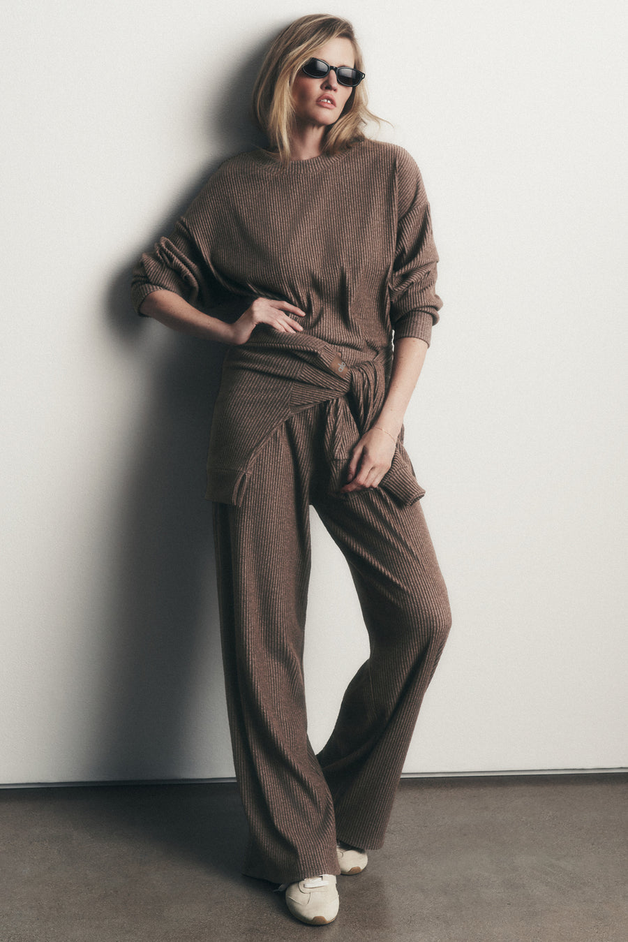 Alo Muse Wide Leg Pant Java Brown Heather