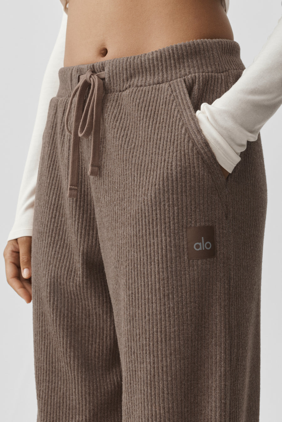 Alo Muse Wide Leg Pant Java Brown Heather