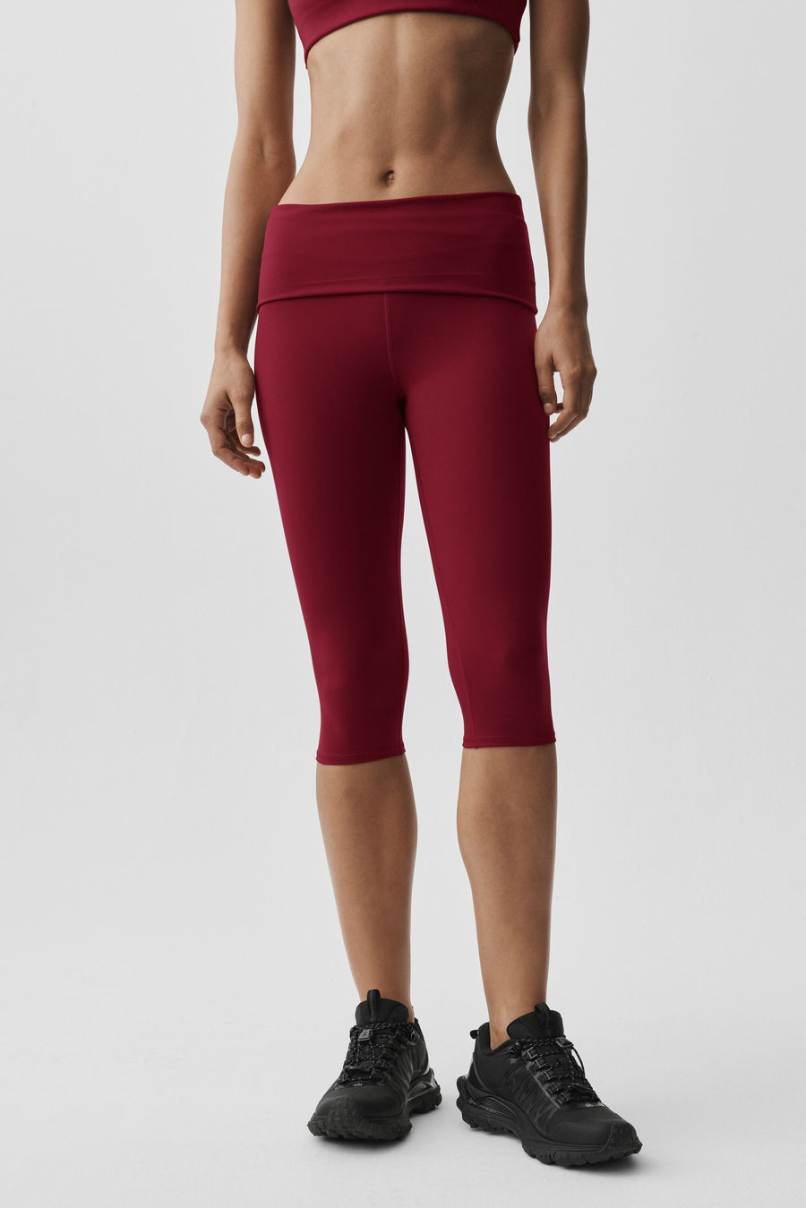 Alo Softsculpt Low-Rise Foldover Capri Summer Romance Red