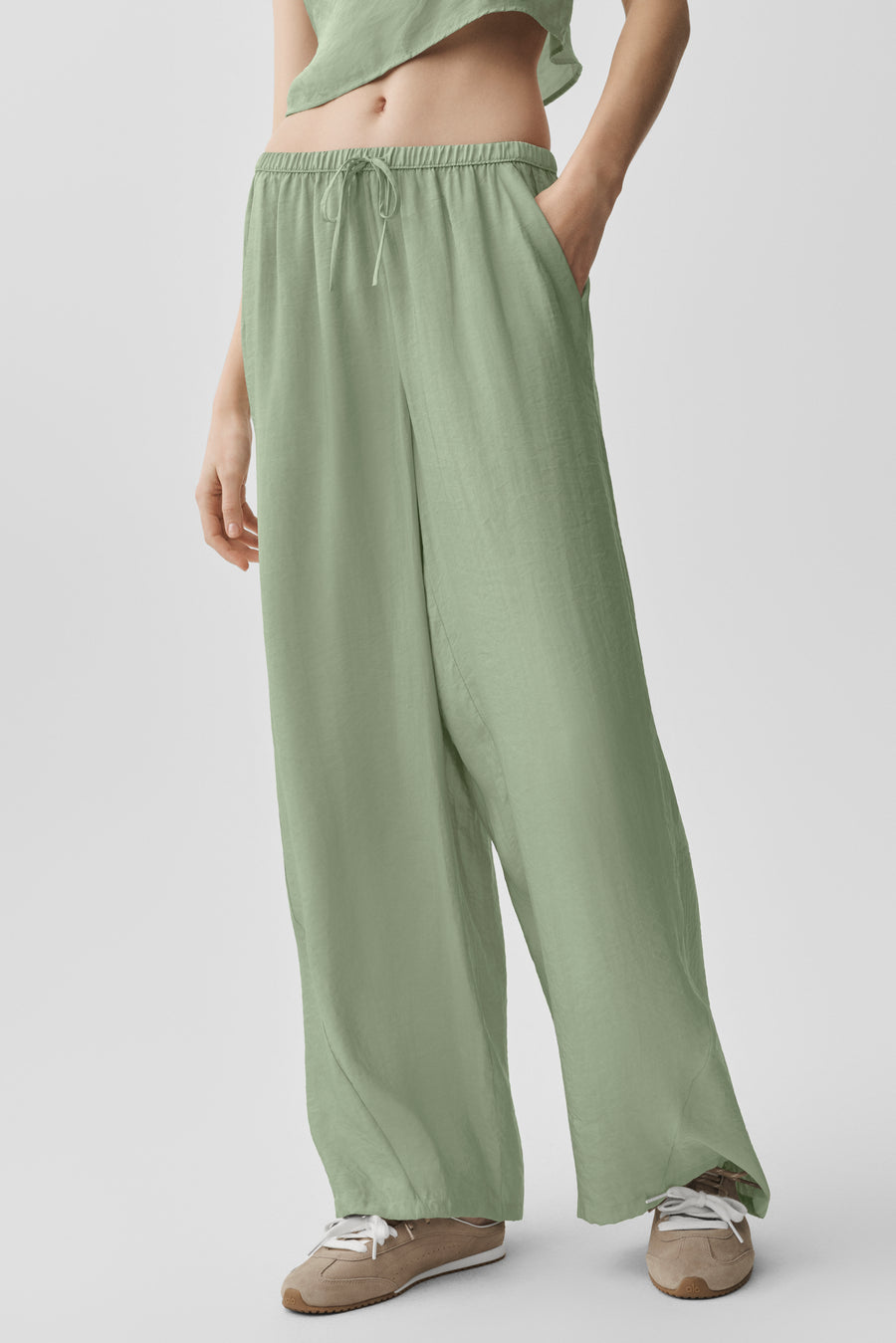 Alo Semi-Sheer Golden Hour High-Waist Straight Leg Pant Dune Grass