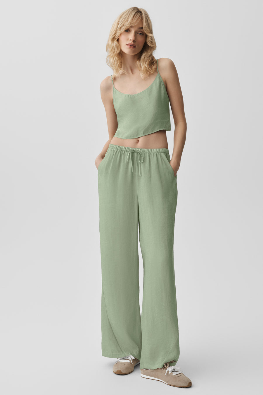 Alo Semi-Sheer Golden Hour High-Waist Straight Leg Pant Dune Grass