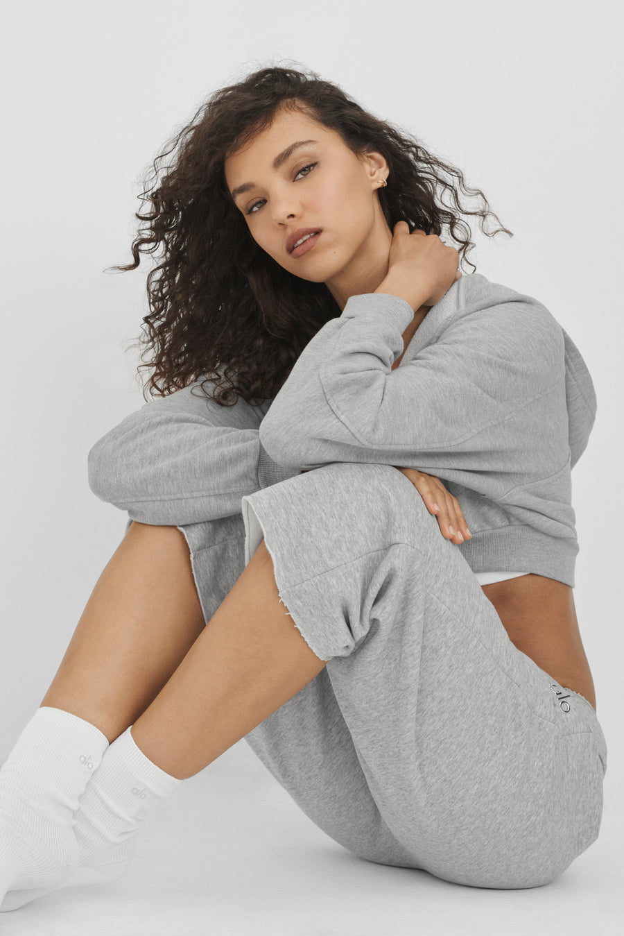 Alo Accolade Cutoff Sweatpant Athletic Heather Grey