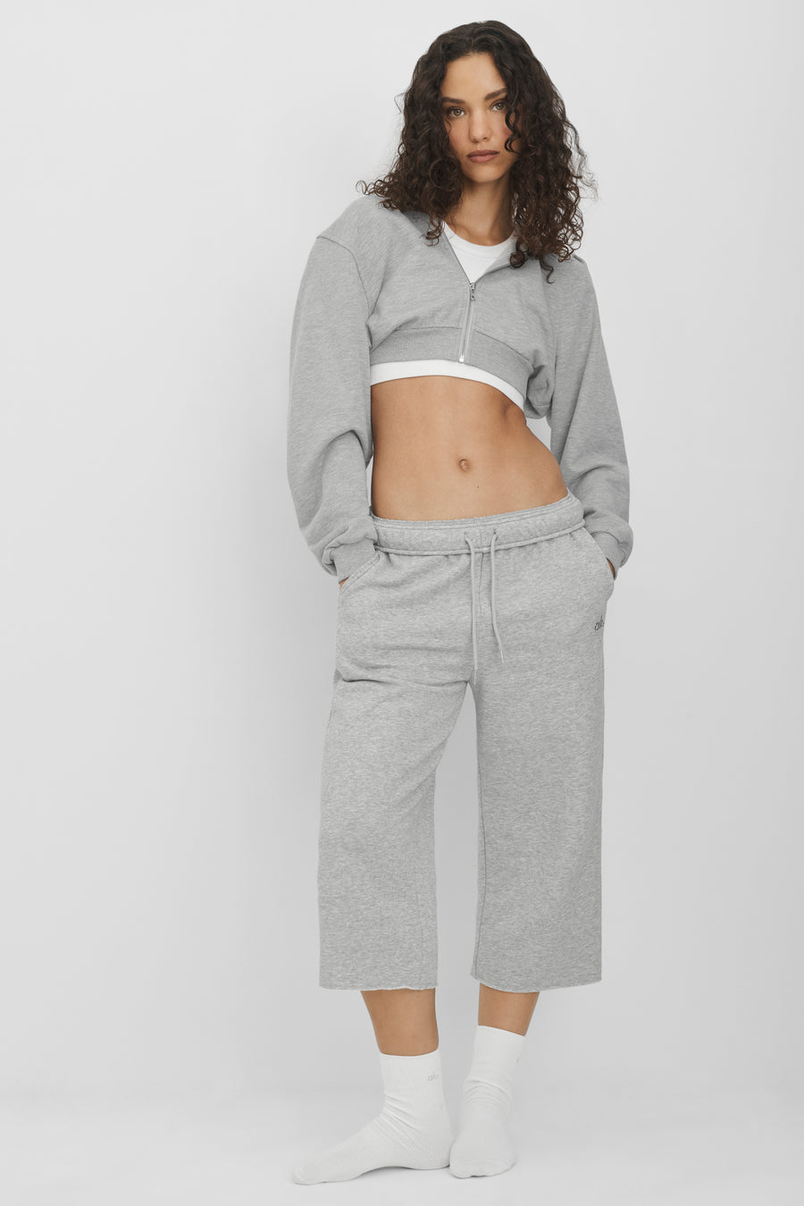 Alo Accolade Cutoff Sweatpant Athletic Heather Grey
