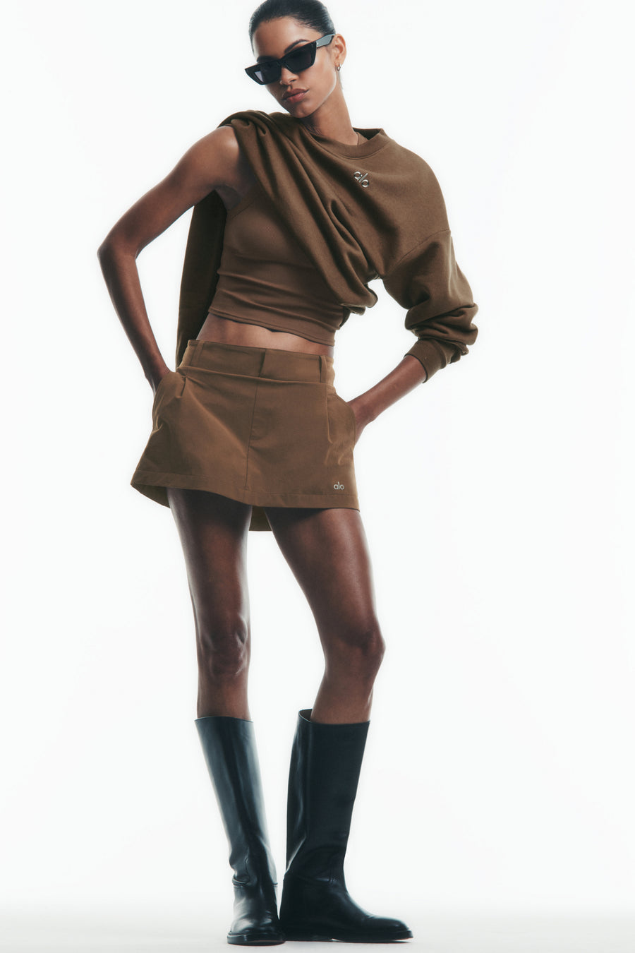 Alo Fan Club Mini Skirt Java Brown