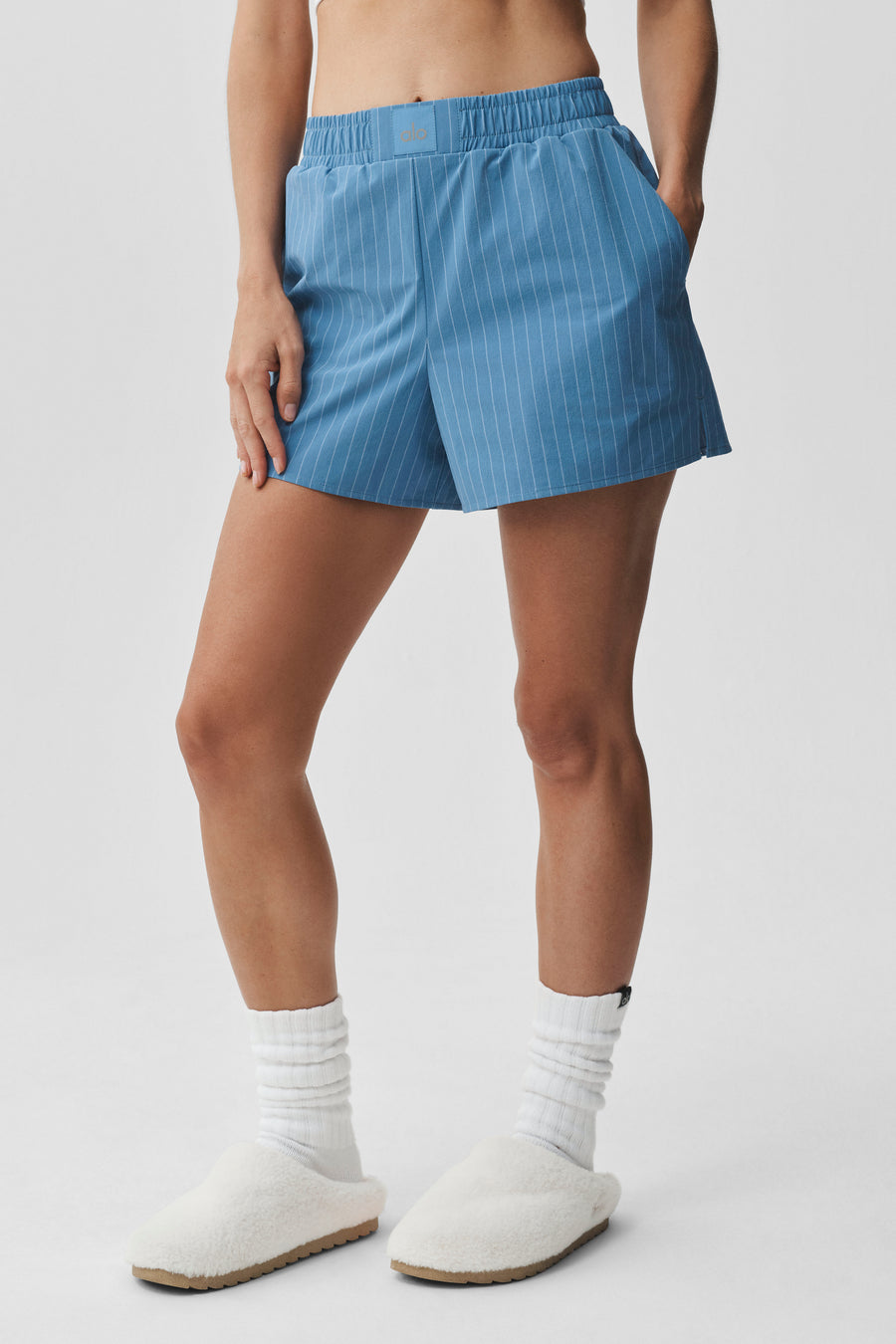 Alo Pinstripe Daylight Boxer Short California Blue/White