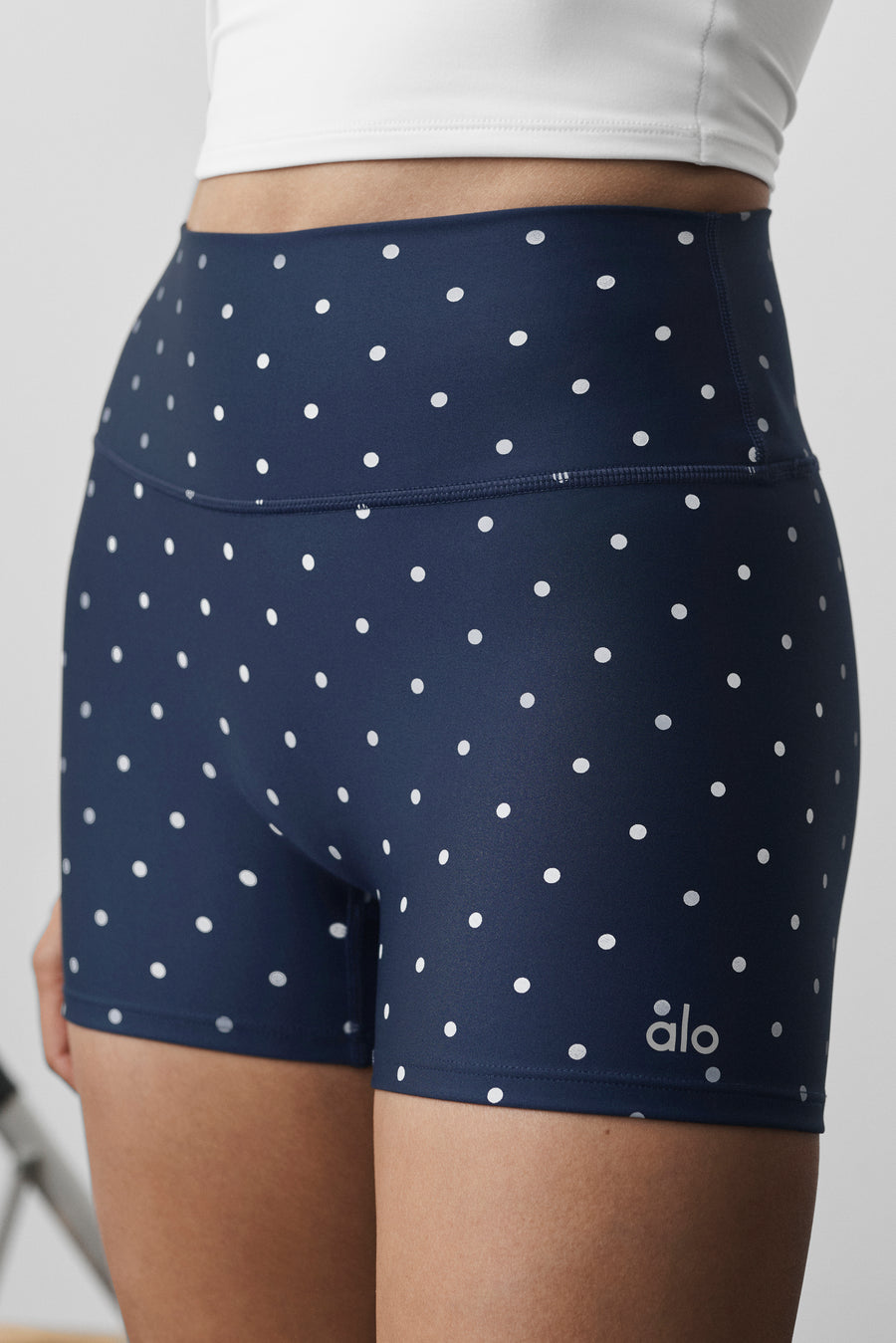 Alo 3" Airlift Polka Dot High-Waist Short Navy/White