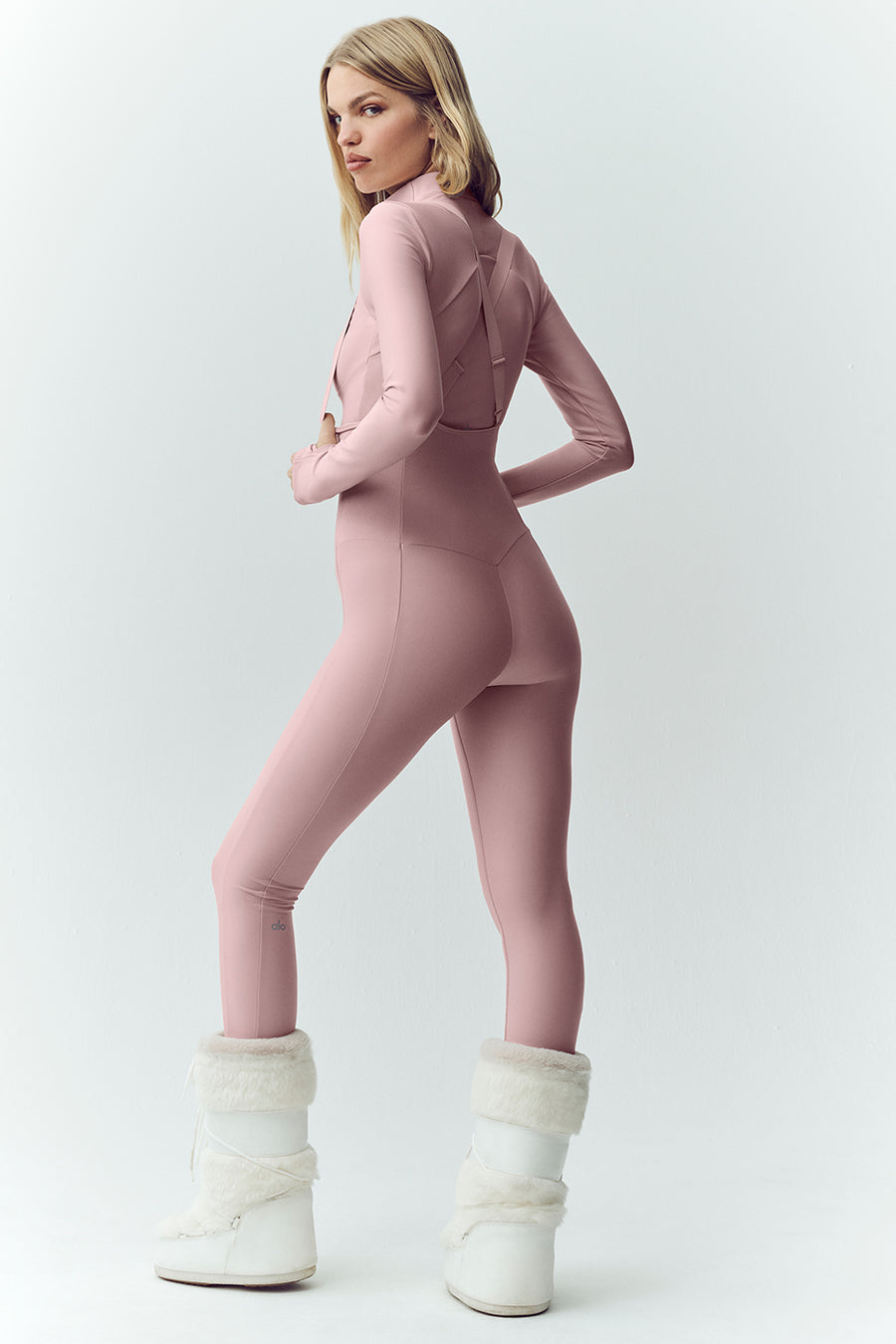 Alo Airlift Winter Warm Ski Time Bib Pink Champagne