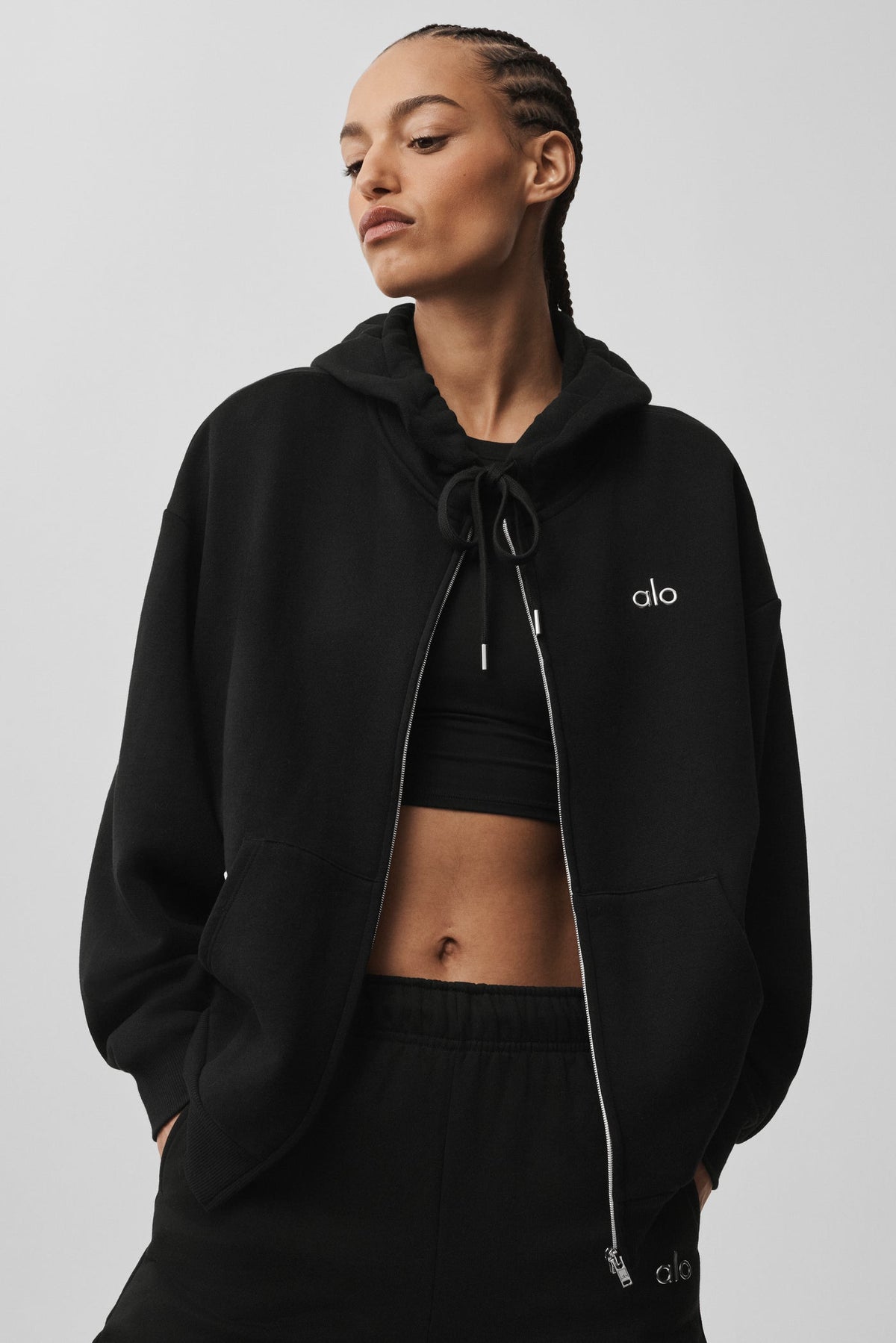 Alo Accolade Full Zip Hoodie Black