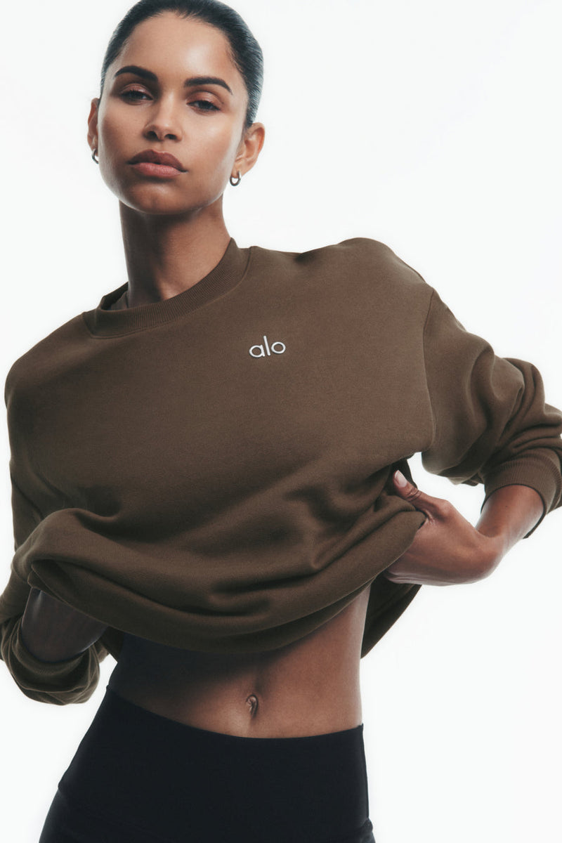 Alo Accolade Crew Neck Pullover Java Brown