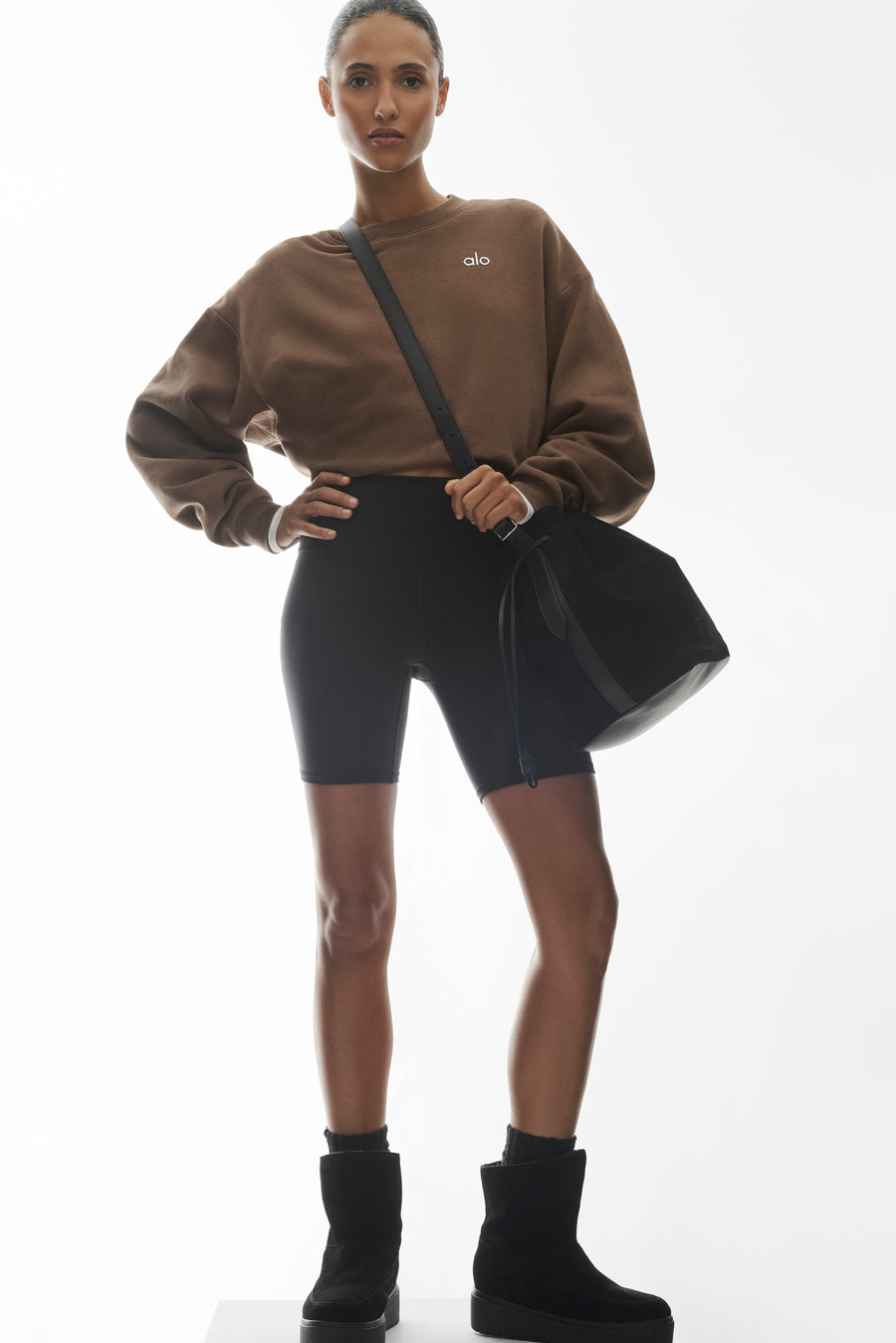 Alo Accolade Crew Neck Pullover Java Brown