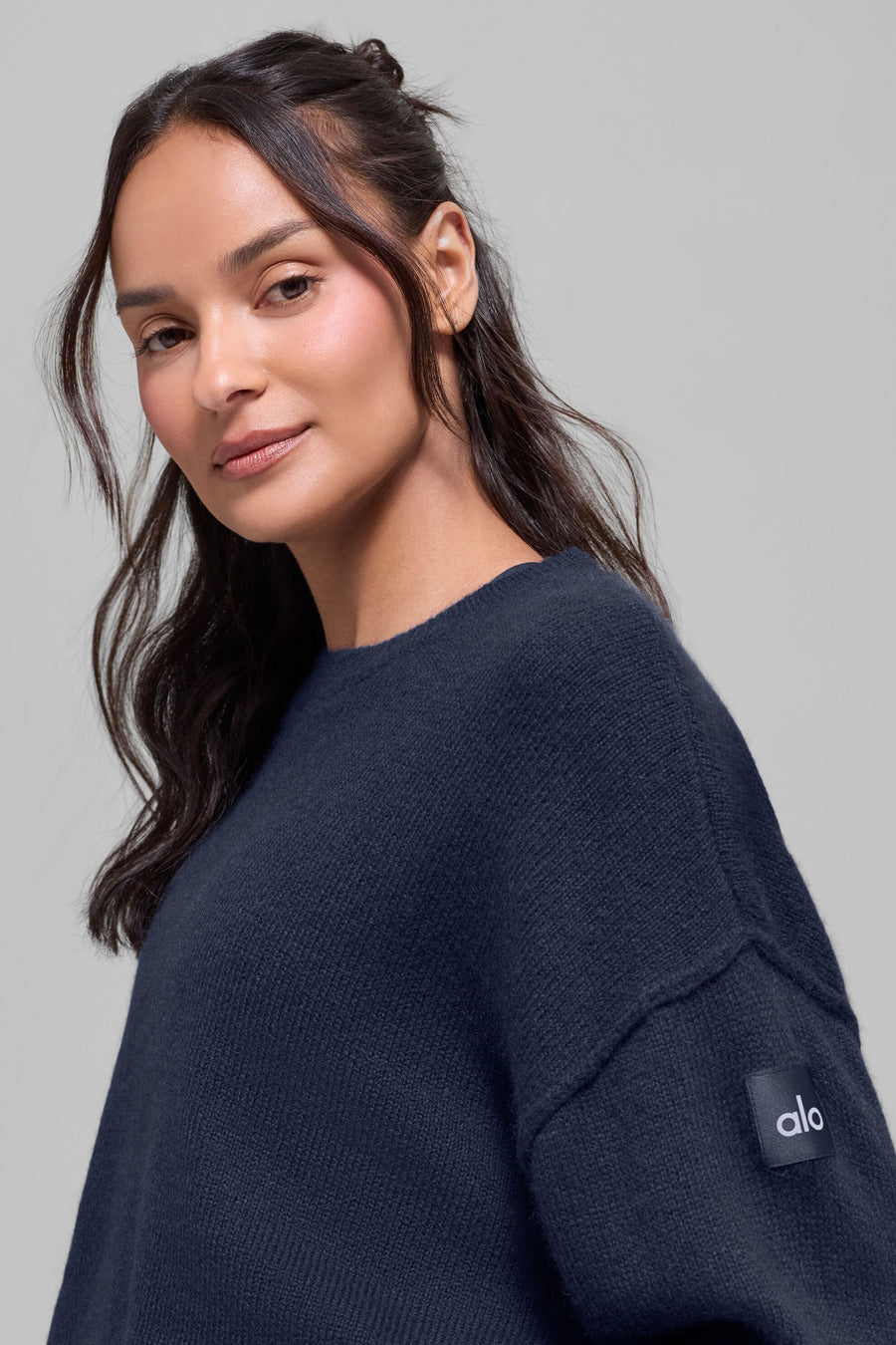 Alo Unisex Wool Cashmere New Class Crewneck Sweater Navy