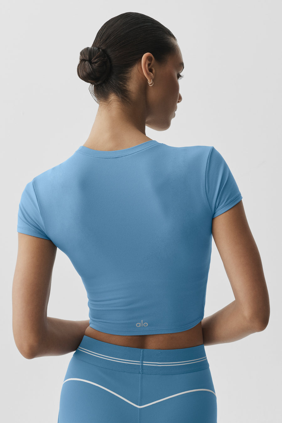Alo Alosoft Crop Finesse Short Sleeve California Blue