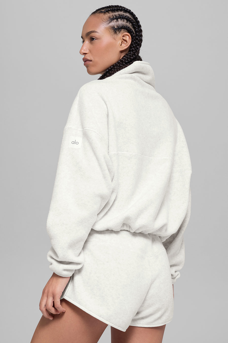 Alo Polar Fleece Retreat Cover Up White Heather Grey