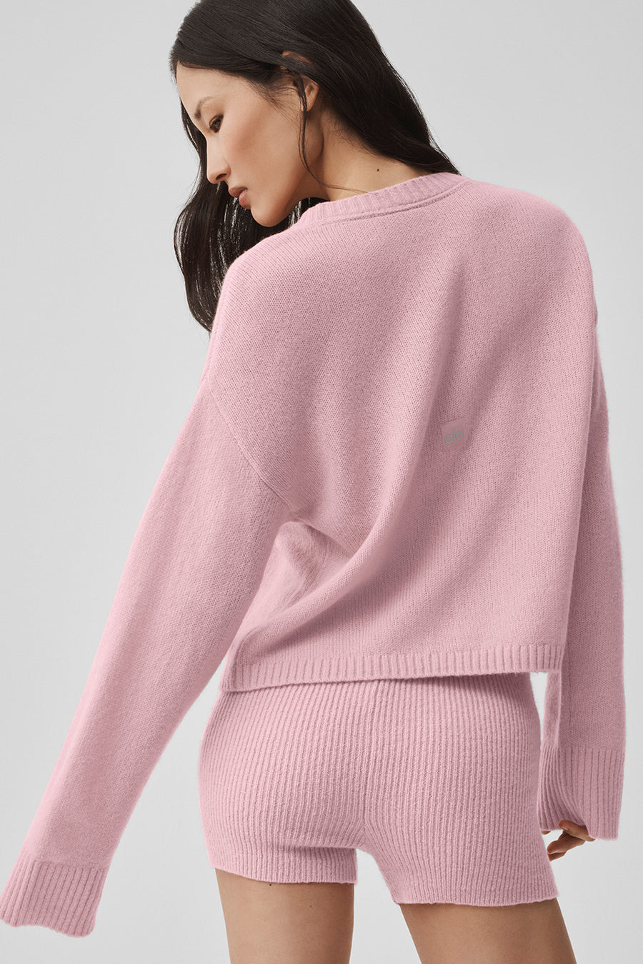 Alo Wool Cashmere New Class Tie Cardigan Vintage Pink