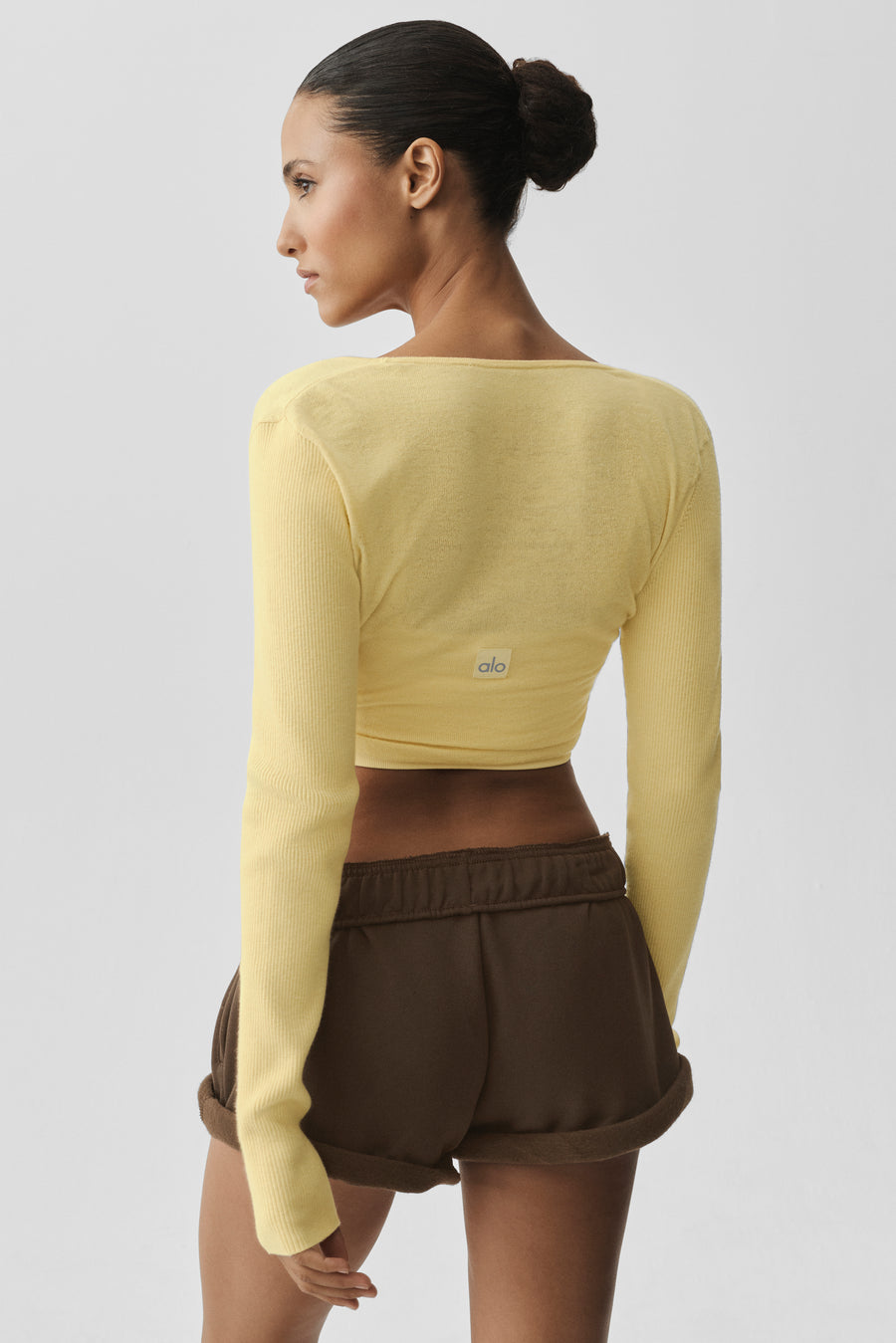 Alo Sweater Knit Crossover Long Sleeve Warm Butter