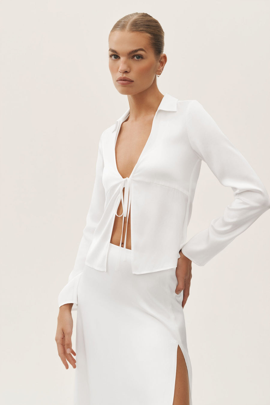 Alo Silk Blend Radiance Long Sleeve Top White