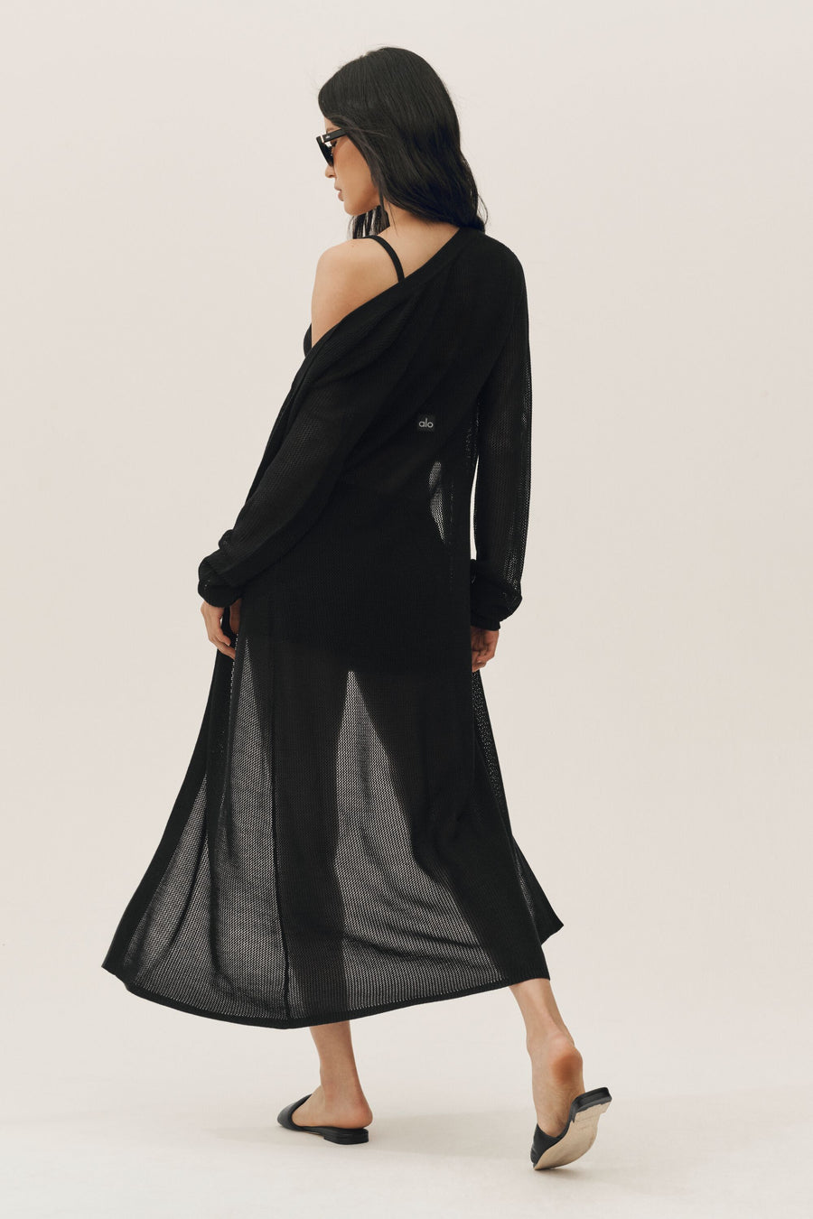 Alo Silk Cashmere Heatwave Long Cardigan Black