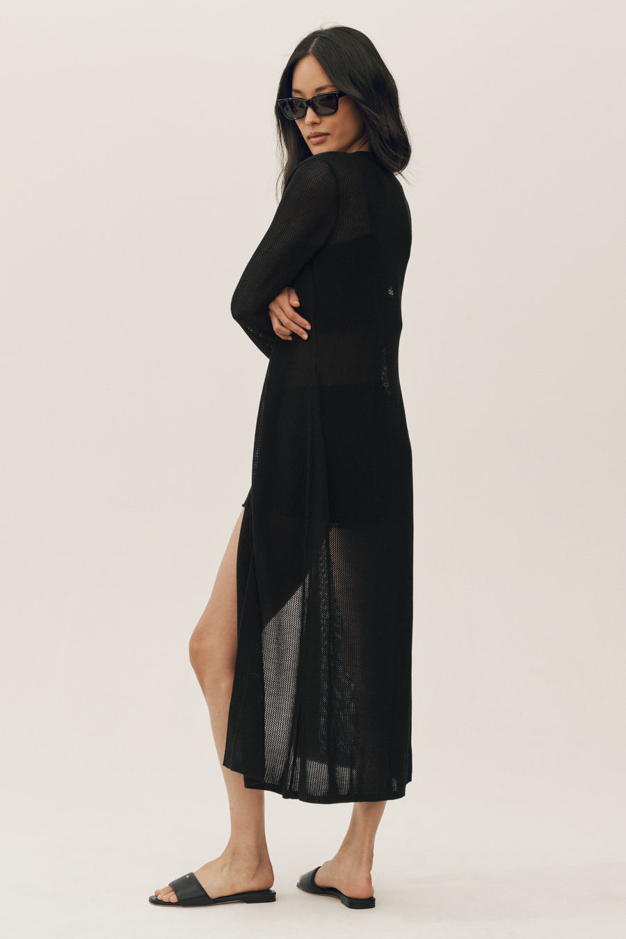 Alo Silk Cashmere Heatwave Long Cardigan Black