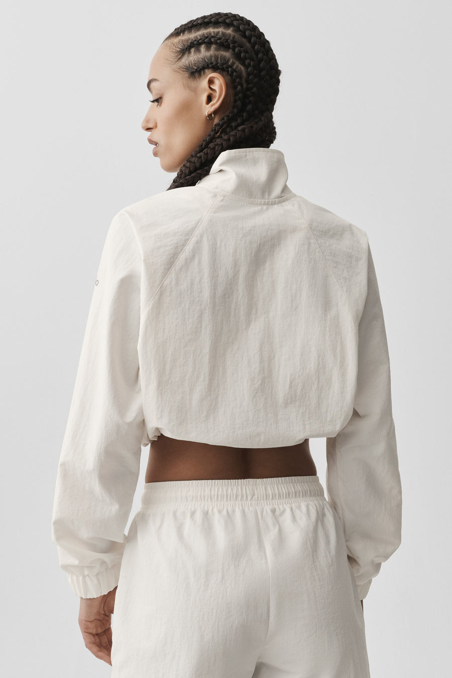 Alo Cropped 1/4 Zip Alumni Pullover Ivory