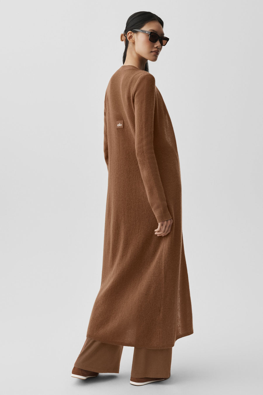 Alo Sheer Cashmere Long Cardigan Sun Kissed Brown
