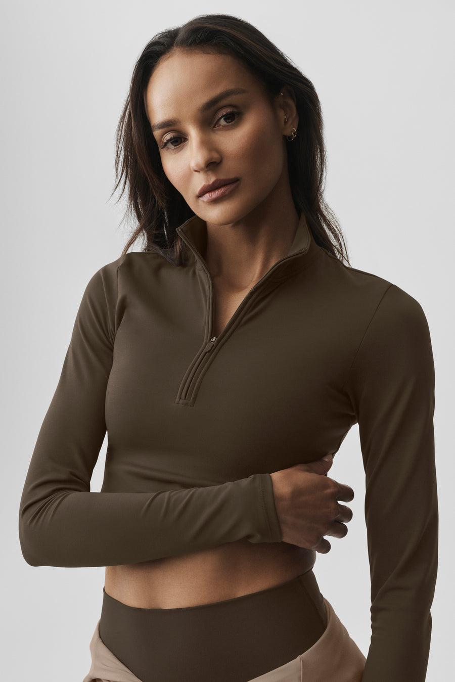 Alo Softsculpt Precision 1/4 Zip Long Sleeve Espresso