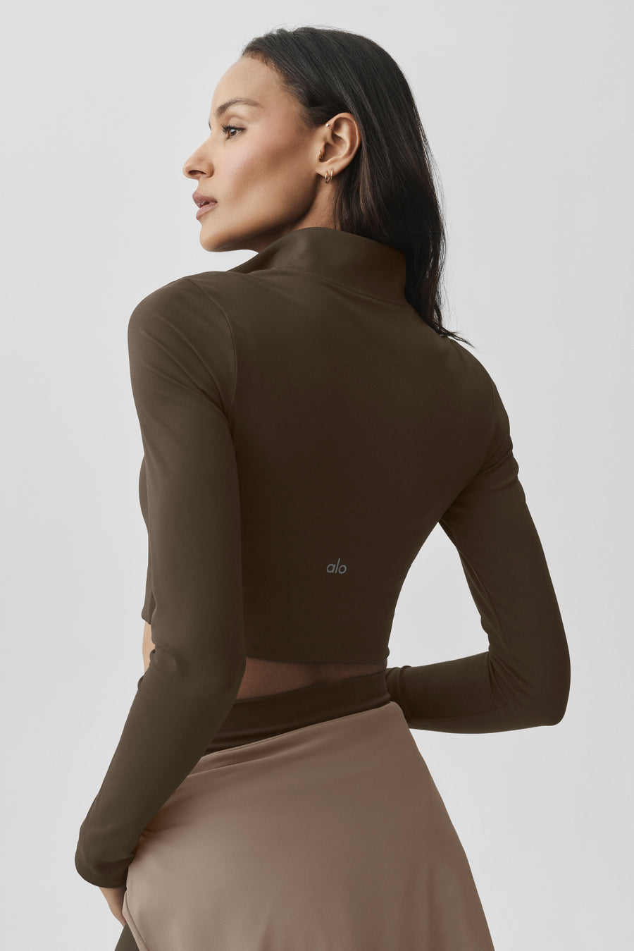 Alo Softsculpt Precision 1/4 Zip Long Sleeve Espresso