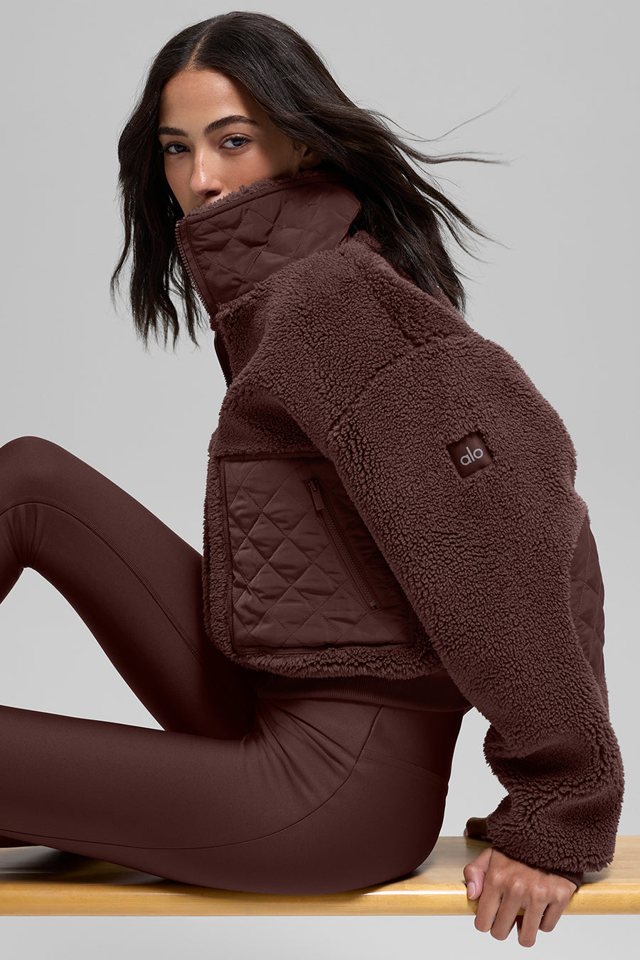 Alo Sherpa Edge Bomber Brownstone