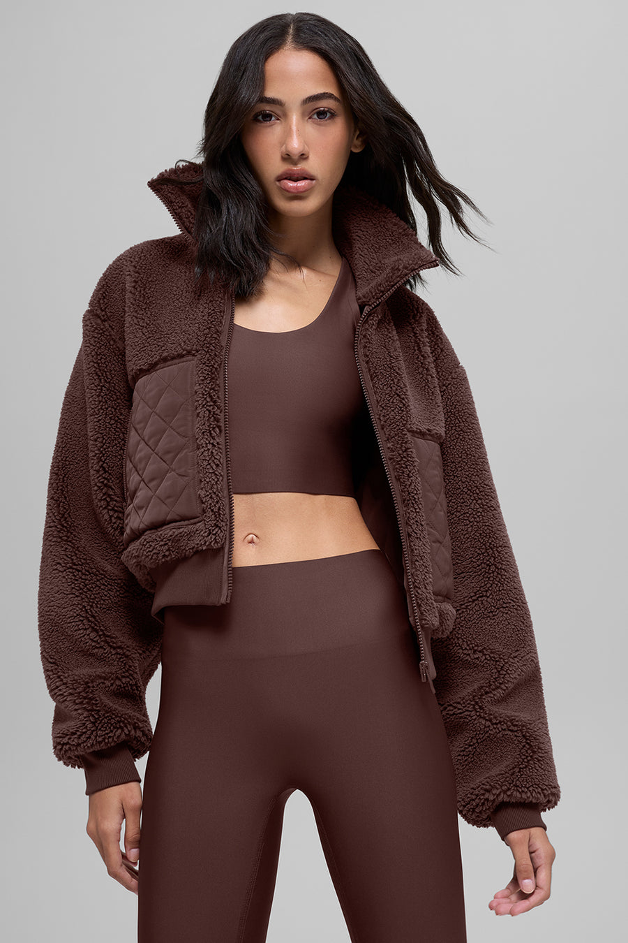 Alo Sherpa Edge Bomber Brownstone