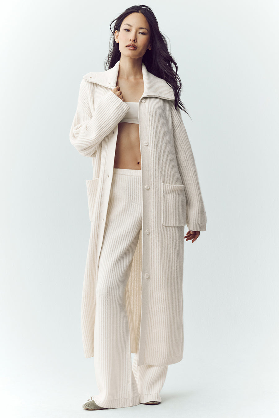 Alo Cashmere Northstar Long Cardigan Ivory