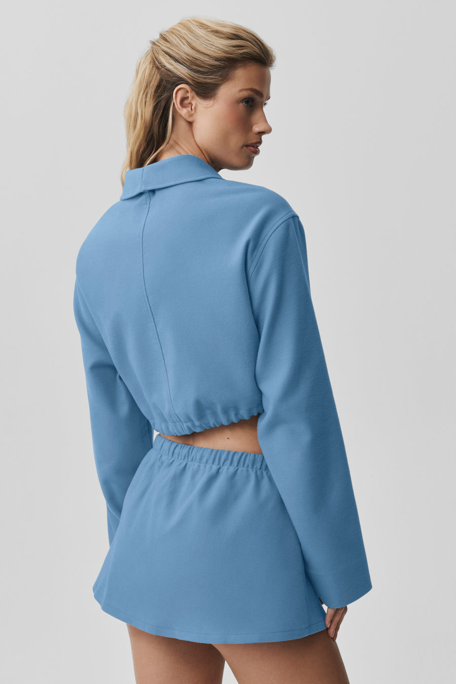 Alo Cropped Fan Favorite Full Zip Jacket California Blue