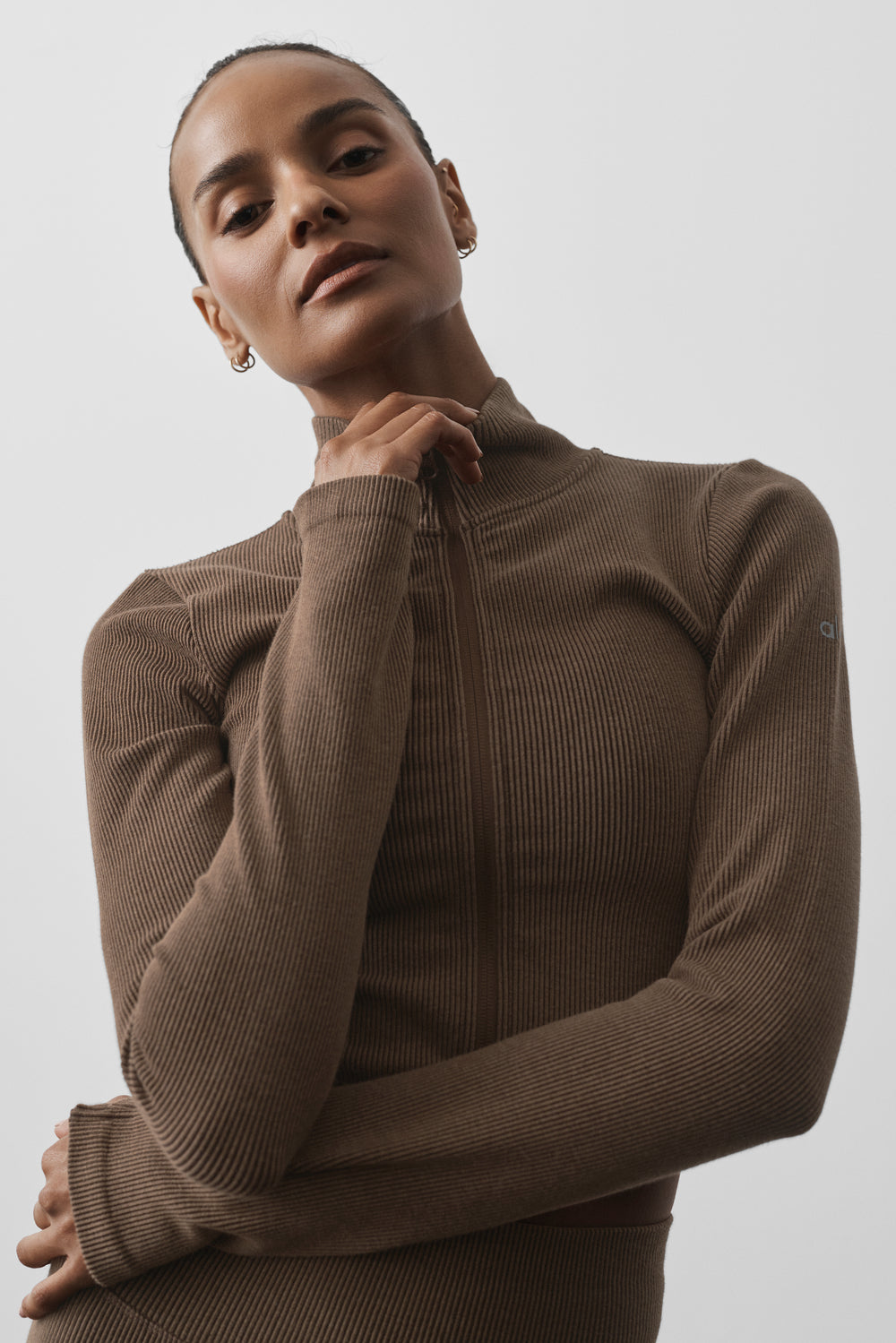 Alo Seamless Two Tone Rib Jacket Java Brown
