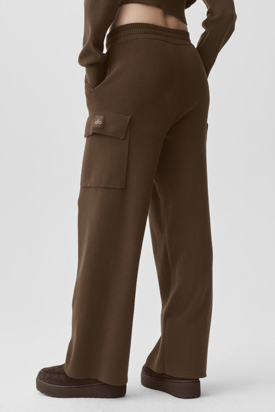 Alo Scholar Knit High-Waist Cargo Pant Espresso