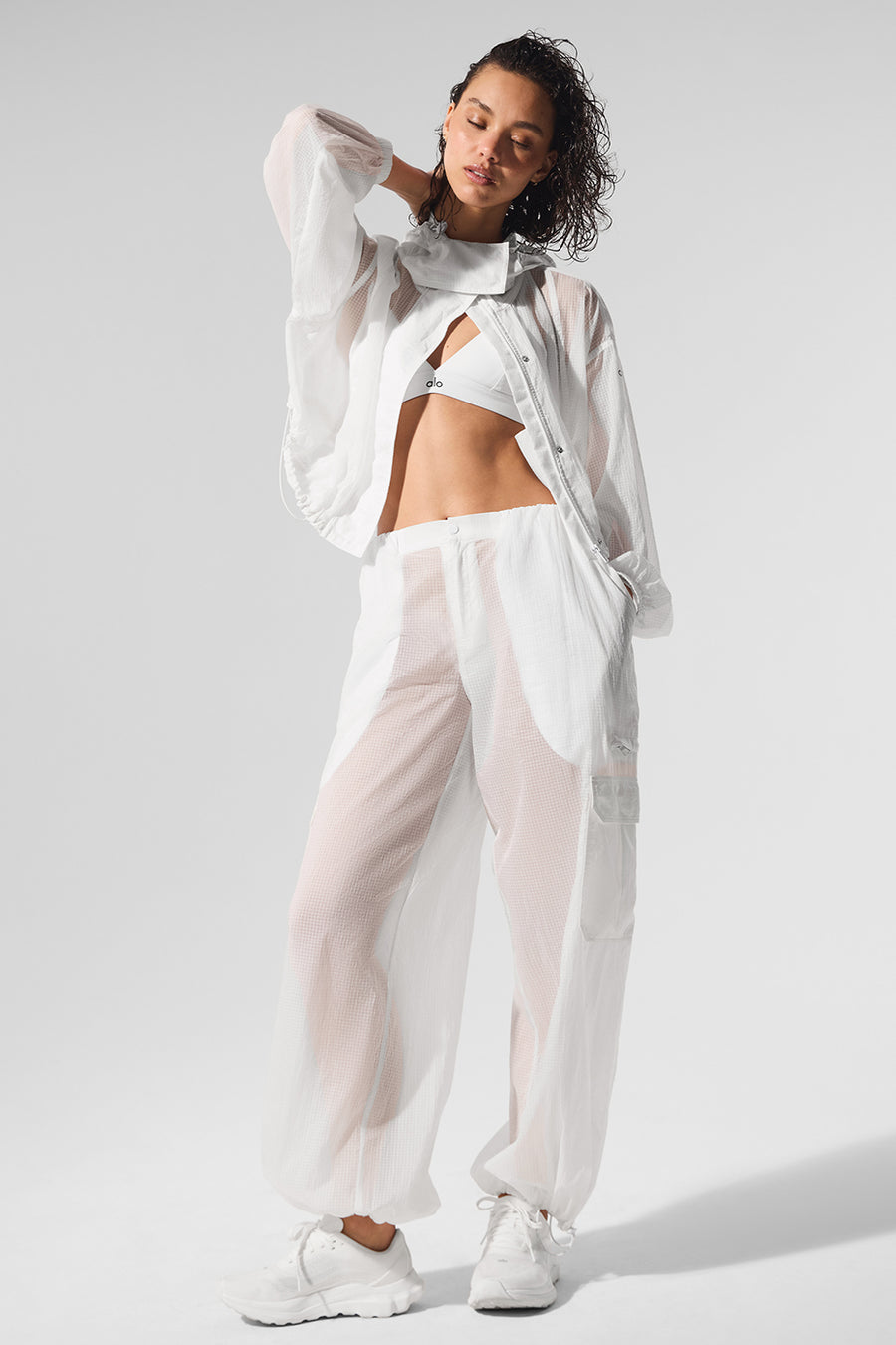 Alo Sheer Game Time Wide Leg Jogger White