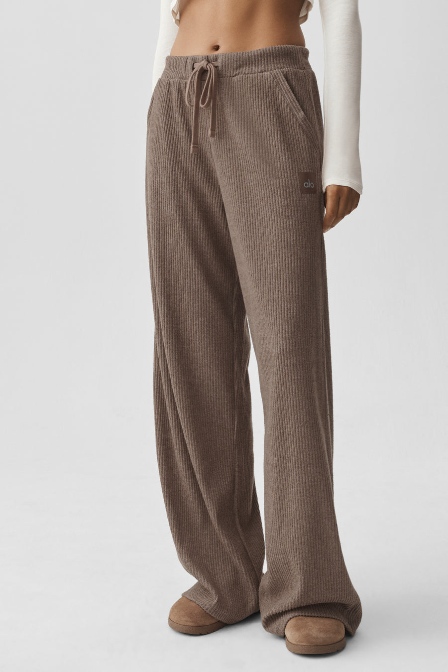 Alo Muse Wide Leg Pant Java Brown Heather