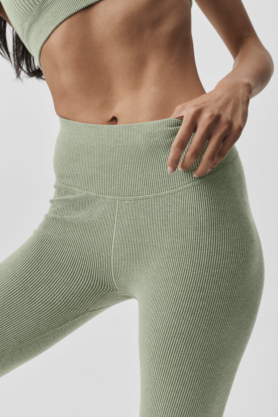 Alo Seamless High-Waist Two Tone Rib Legging Dune Grass Heather