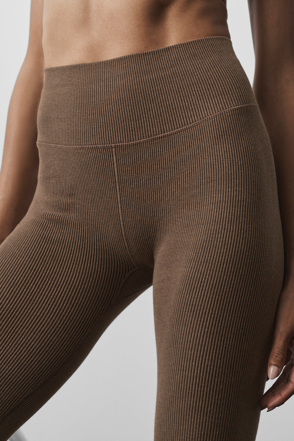 Alo Seamless High-Waist Two Tone Rib Legging Java Brown
