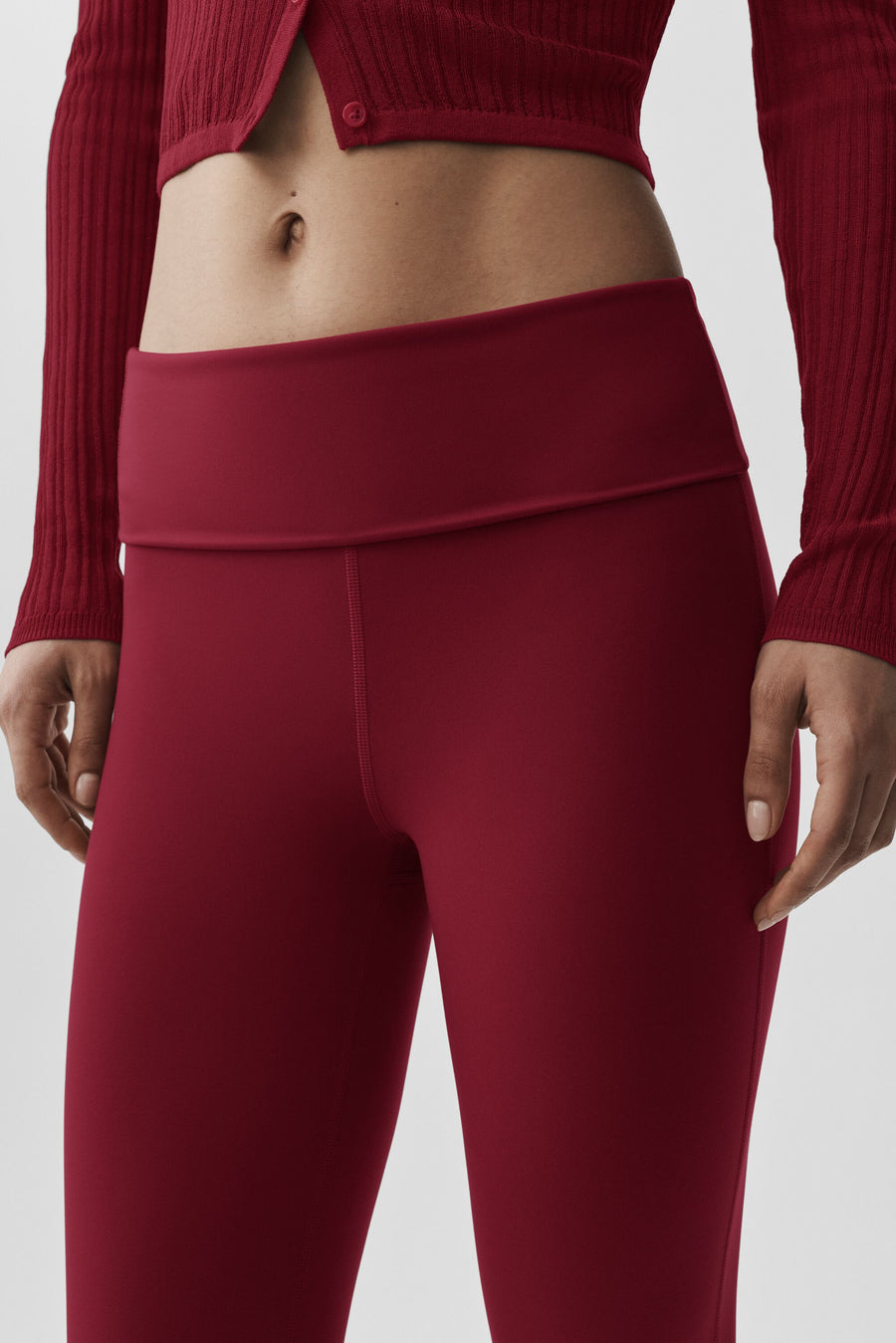 Alo Softsculpt Foldover Flare Legging (Short) Summer Romance Red