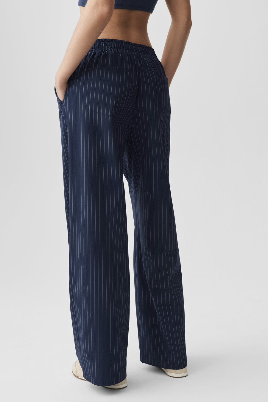 Alo Pinstripe Daylight Boxer Pant (Long) Navy/Ivory